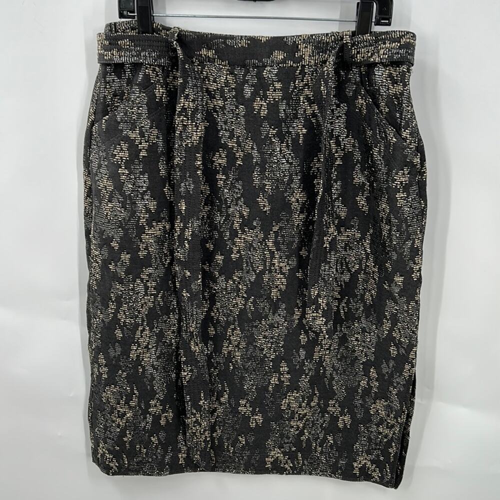 Banana Republic Women's Gray Metallic Pattern Skirt with Belt Sash Size 6